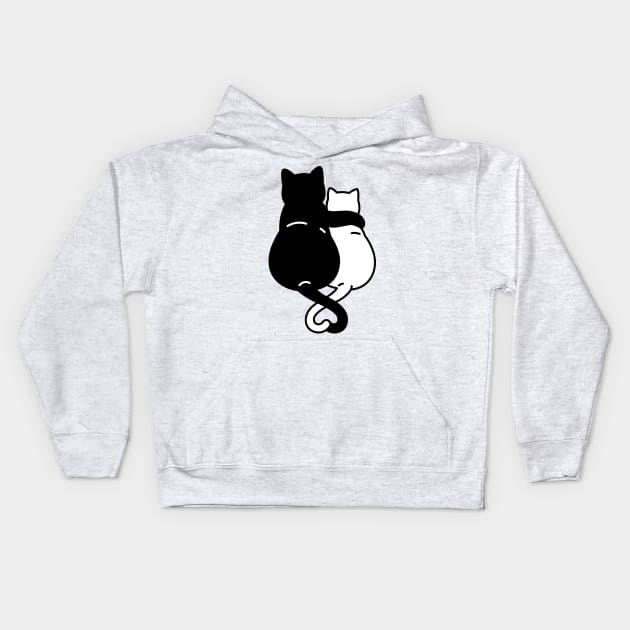 Black and white cats snuggled up together Kids Hoodie by pickledpossums